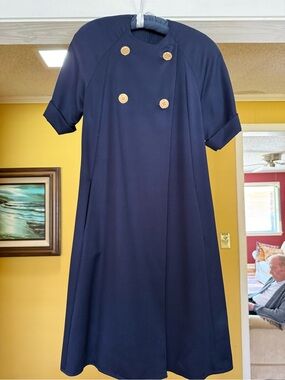 Vintage I. magnin/harve Bernard Classic Navy Short-Sleeve A-Line Dress